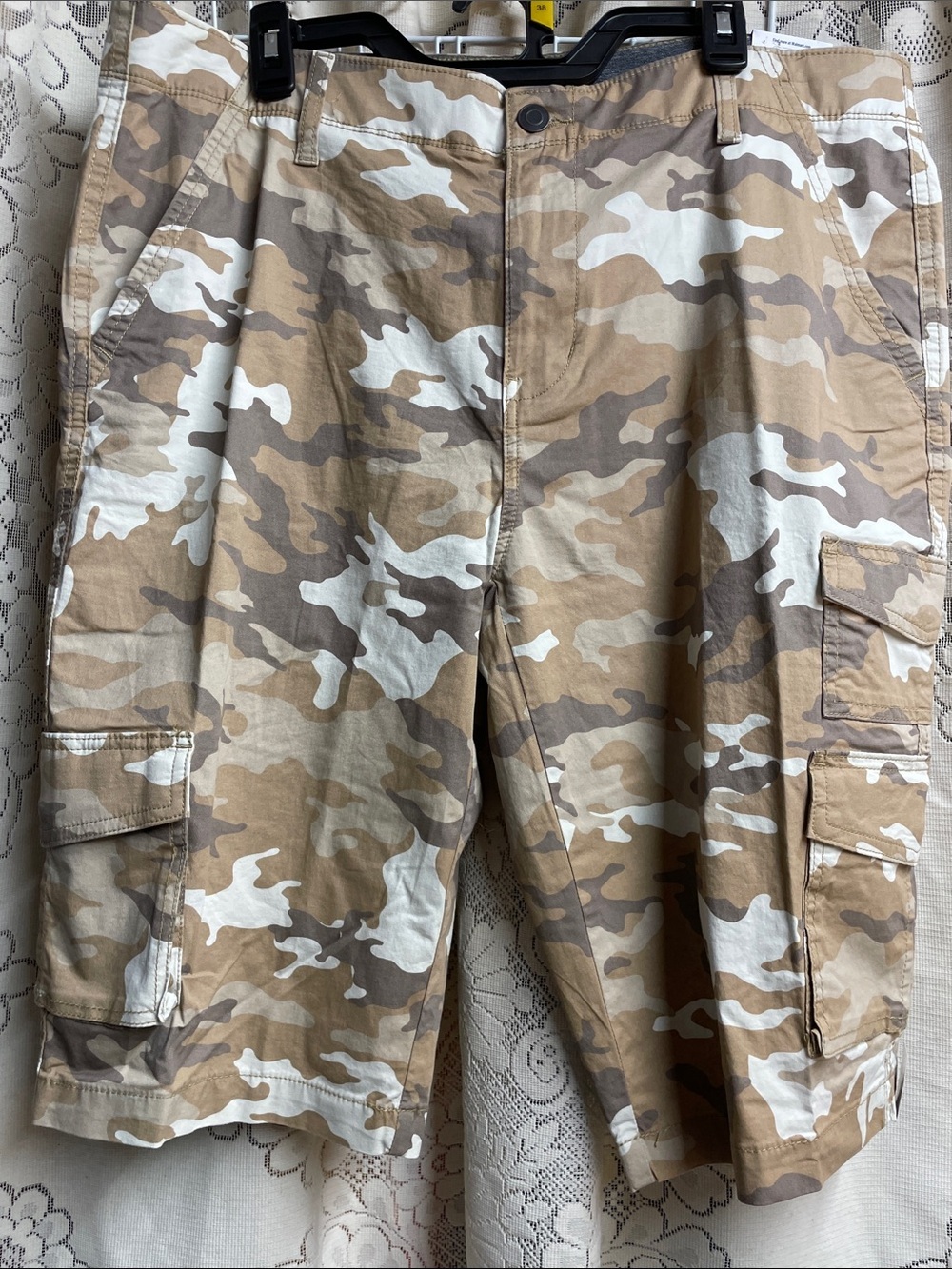 George Men's Desert Camo Cargo Shorts - Tan, Brown & White Size 38 NWT